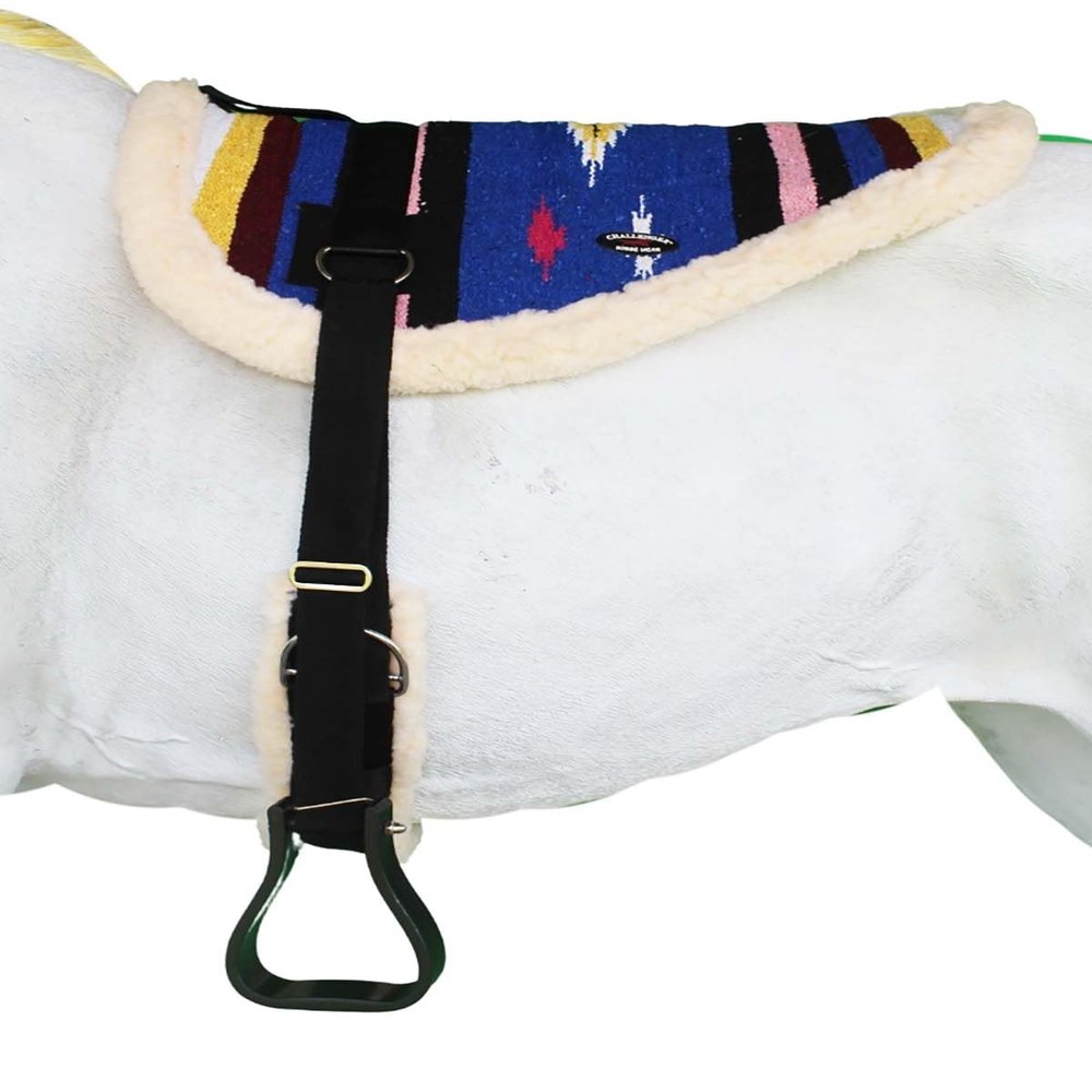 CHALLENGER Horse Western Treeless Faux Fur Padded Serape Acrylic Bareback Pad Stirrups 39211