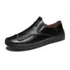 Mens Casual Leather Loafers Fashion Driving Breathable Moccasins Lightweight Slip-on Business Dress Shoes Outdoor Working Oxford 11 Black,11.02" Heel to Toe view 1