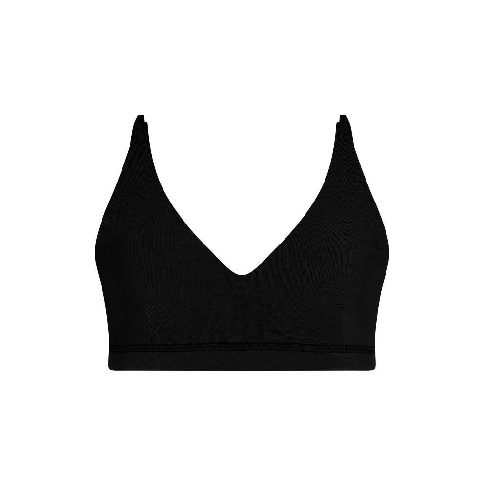 Bleuet Iris Soft Cup Bra  Wireless First Bra for Teens & Tweens | Removeable Pads, Adjustable Straps, V-Neck Pullover Black
