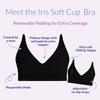 Bleuet Iris Soft Cup Bra  Wireless First Bra for Teens & Tweens | Removeable Pads, Adjustable Straps, V-Neck Pullover Black view 2