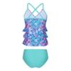 Yartina Kids Girls 2PCS Bikini Tankini Mermaid Scales Swimsuit Ruffle Tiered Top with Bottoms Bathing Suit Green 3 view 3