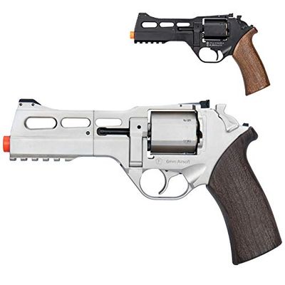 Lancer Tactical Bo Manufacturer Chiappa Rhino Revolver 50DS .357 Magnum Style Airsoft Pistol Silver 330 FPS