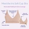 Bleuet Iris Soft Cup Bra  Wireless First Bra for Teens & Tweens | Removeable Pads, Adjustable Straps, V-Neck Pullover view 2