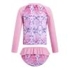 Moily Little Girls Rashguard Set Long Sleeve Mermaid Scale Tank Top with Ruffles Bottoms Bikini Sunsuit Beachwear Pink Serpentine 6 Years view 2