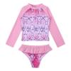 Moily Little Girls Rashguard Set Long Sleeve Mermaid Scale Tank Top with Ruffles Bottoms Bikini Sunsuit Beachwear Pink Serpentine 6 Years view 3