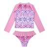 Moily Little Girls Rashguard Set Long Sleeve Mermaid Scale Tank Top with Ruffles Bottoms Bikini Sunsuit Beachwear Pink Serpentine 6 Years view 4