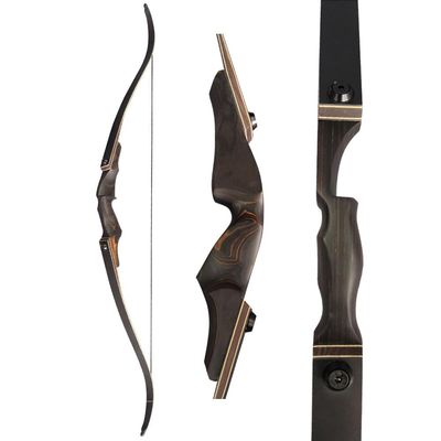 60" Black Hunter Takedown Recurve Bow 20-60 Lbs Traditional Wood Right Handed Bow American Hunting Longbow for Hunting Target Practice (Black Brown, 50 Lbs)