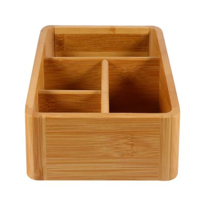 Cabilock Practical Storage Container Bamboo Wooden Cosmetic Storage Box 6 Sections