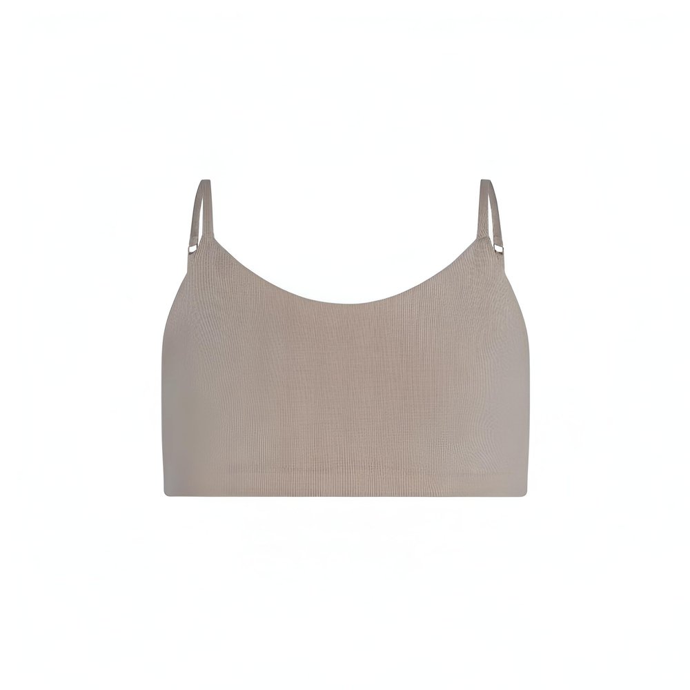 Bleuet Bleum Neutral Training Bra - Ultra Soft Cotton Fabric Reversible First Bra for Teens (12, Chai-Steel)