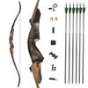 60" Black Hunter Takedown Recurve Bow 20-60 Lbs Traditional Wood Right Handed Bow American Hunting Longbow for Hunting Target Practice (Black Brown Set, 40 Lbs) view 1