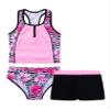 renvena Girls 3Pcs Sports Swimwear Flower Print Racerback Shirt Shorts Briefs Tankini Set Bathing Suit Pink 6 view 1