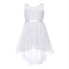 YiZYiF Kids Flower Girls Lace Floral Wedding Dress Chiffon Junior Bridesmaid Dress High Low Casual Summer Dresses 01 White 8 view 1
