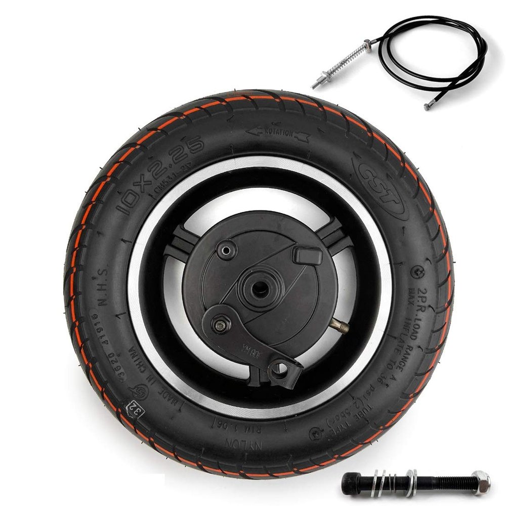 10x2.25 Drum Brake Wheel With CST Tire And Inflated Tube Instead Of Scooter General 10" Wheel With Axle Brake Handle Brake Cable (wheel axle cable120)