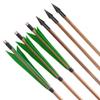 AMEYXGS 6/12x Archery Bamboo Arrows Traditional Hunting Arrows 5" Turkey Feathers for Target Practice Recurve Bow Longbow Outdoor Shooting (Green, 6pcs) view 1