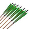 AMEYXGS 6/12x Archery Bamboo Arrows Traditional Hunting Arrows 5" Turkey Feathers for Target Practice Recurve Bow Longbow Outdoor Shooting (Green, 6pcs) view 3