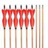 AMEYXGS 12 Pcs 33 inch Archery Bamboo Arrows Traditional Hunting Practice Target Arrow with 5" Turkey Feathers Fletching for Recurve Bow Longbow (Red) view 2