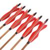 AMEYXGS 12 Pcs 33 inch Archery Bamboo Arrows Traditional Hunting Practice Target Arrow with 5" Turkey Feathers Fletching for Recurve Bow Longbow (Red) view 3