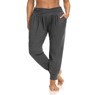 DIBAOLONG Womens Yoga Sweatpants Comfy Lounge Pajama Pants Loose Harem Workout Joggers Pants with Pockets Charcoal Gray M