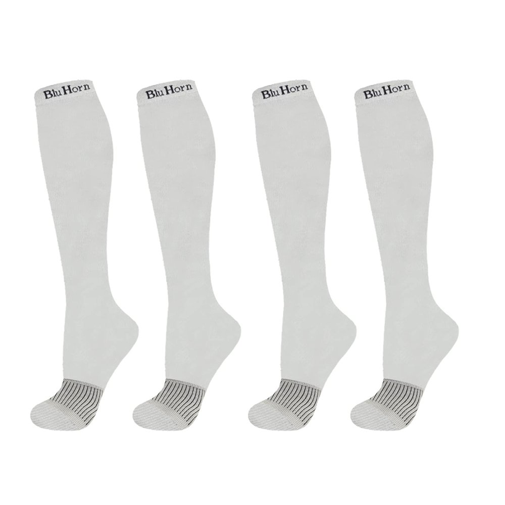 BLU HORN Knee High Compression Socks 15-20 mmHg - Everyday Use Improves Blood Circulation, Relieves Pain & Swelling (S/M, Gray (1-Pair))