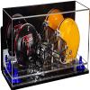 Better Display Cases Acrylic 2 Mini Football Helmet (not Full Size) Display Case with Mirror Case, Navy Blue Risers and Black Base (V46/A019) view 1