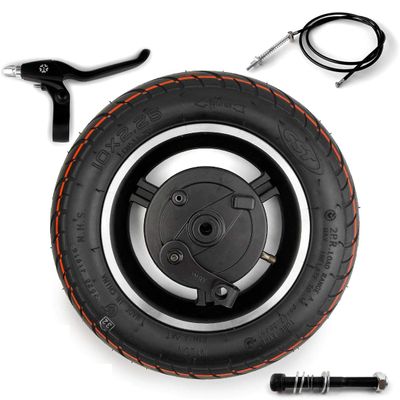 10x2.25 Drum Brake Wheel with CST Tire and Inflated Tube Instead of Scooter General 10" Wheel with Axle Brake Handle Brake Cable (Wheel Lever axle 120)
