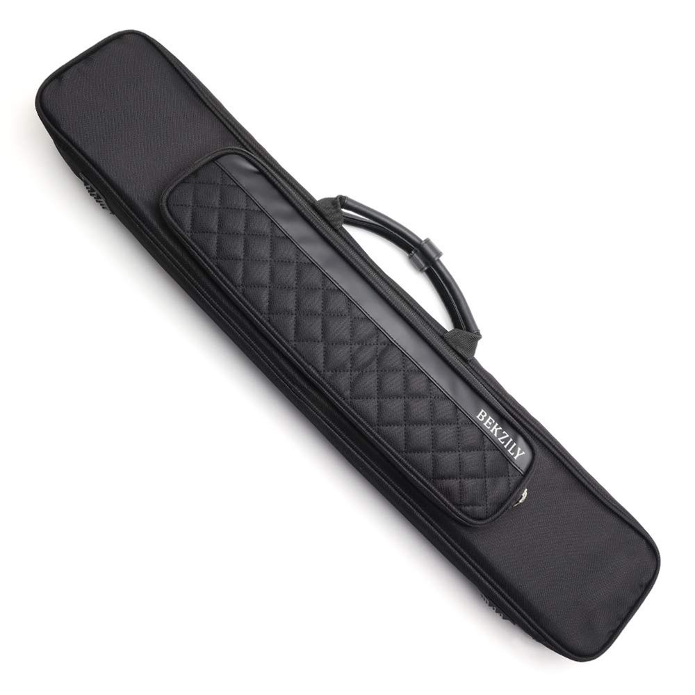 BEKZILY Billiard Cue Case, 7-Slot for 3 Butts & 4 Shafts, Premium Oxford Cloth, Waterproof Dustproof Cue Bag with Shoulder Strap (3X4 Black)