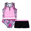 Yartina Kids Girls 3Pcs Swimsuit Floral Printed Tank Tops Cami with Bottoms Shorts Set Swimwear Bathing Suit Pink 14 view 1