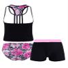 Yartina Kids Girls 3Pcs Swimsuit Floral Printed Tank Tops Cami with Bottoms Shorts Set Swimwear Bathing Suit Pink 14 view 4