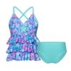 Hansber Kids Girls Swimwear Tankini 2 Piece Mermaid Print Spaghetti Straps Tops with Bottoms Bathing Suit Green 3 view 1