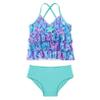 Hansber Kids Girls Swimwear Tankini 2 Piece Mermaid Print Spaghetti Straps Tops with Bottoms Bathing Suit Green 3 view 2