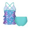 Hansber Kids Girls Swimwear Tankini 2 Piece Mermaid Print Spaghetti Straps Tops with Bottoms Bathing Suit Green 3 view 3