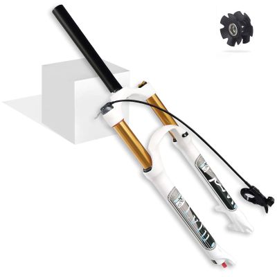 LvTu Mountain Bike Air Front Fork 26 27.5 29 inch Suspension Disc Brake 140mm Travel Forks 1-1/8" Lightweight Alloy with Adjustable Damping (Color : Straight Remote Lockout, Size : 27.5 inch)