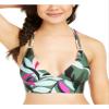 Hula Honey Womens Hyper Tropics Plunge Strappy Swim Top Separates Green M,Olive Multi view 1