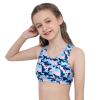 Yeeye Kids Girls Digital Printed Racer Cutout Back Sports Athletic Bra Top Gym Yoga Dance Shirts Camouflage Blue 4 view 3