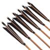 AMEYXGS 6/12x Archery Bamboo Arrows Traditional Hunting Arrows 5" Turkey Feathers for Target Practice Recurve Bow Longbow Outdoor Shooting (Black, 12pcs) view 3