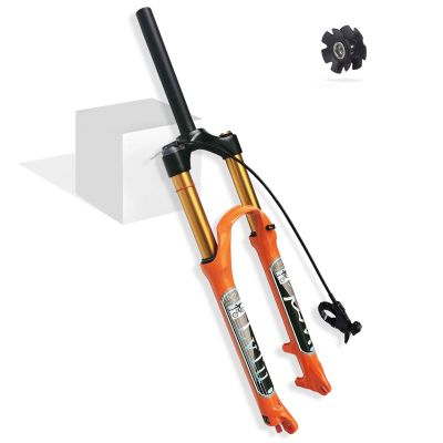 LvTu 26 27.5 29 inch Air Front Fork Adjustable Damping, 140mm Travel Lightweight Alloy 1-1/8" Mountain Bike Suspension Forks for Disc Brake Bike (Color : Straight Remote Lockout, Size : 26 inch)