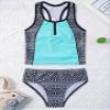 Moily Kids Big Girls Pinata Three Piece Tankini Set Floral Top with Shorts Bottoms Beach Sports Bathing Suit Mint Green Print 8 view 3