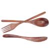 3 Pcs Wooden Flatware Set, 8.9" Spoon Fork Knife Tableware Cutlery Set, Travel Utensils Reusable Flatware for Camping,Picnic,Office or Home view 2