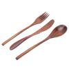 3 Pcs Wooden Flatware Set, 8.9" Spoon Fork Knife Tableware Cutlery Set, Travel Utensils Reusable Flatware for Camping,Picnic,Office or Home view 3