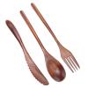 3 Pcs Wooden Flatware Set, 8.9" Spoon Fork Knife Tableware Cutlery Set, Travel Utensils Reusable Flatware for Camping,Picnic,Office or Home view 4