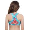Yeeye Kids Girls Digital Printed Racer Cutout Back Sports Athletic Bra Top Gym Yoga Dance Shirts Green&Red 4 view 1