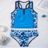 Moily Kids Big Girls Pinata Three Piece Tankini Set Floral Top with Shorts Bottoms Beach Sports Bathing Suit Blue Print 6 view 3
