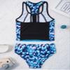 Moily Kids Big Girls Pinata Three Piece Tankini Set Floral Top with Shorts Bottoms Beach Sports Bathing Suit Blue Print 6 view 4
