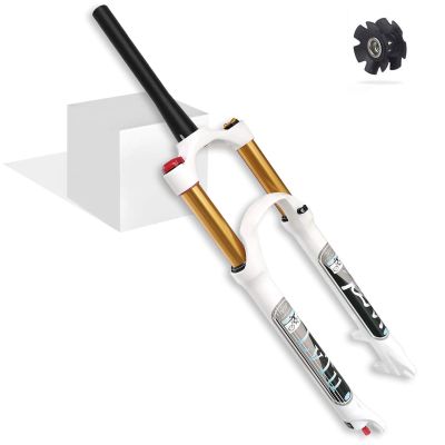 LvTu Mountain Bike Air Front Fork 26 27.5 29 inch Suspension Disc Brake 140mm Travel Forks 1-1/8" Lightweight Alloy with Adjustable Damping (Color : Tapered Manual Lockout, Size : 26 inch)