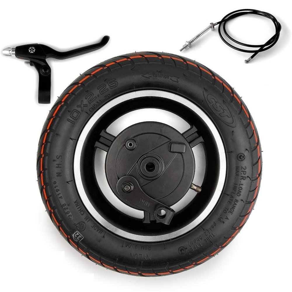 10x2.25 Drum Brake Wheel With CST Tire And Inflated Tube Instead Of Scooter General 10" Wheel With Axle Brake Handle Brake Cable (wheel cable180 lever)