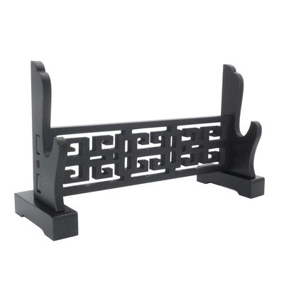 BAIWANLIN Sword Holder Rack Stand Horizontal Display Samurai Katana Wakizashi Classical Hollow Out Pattern 1-3 Tiers Black,1Tier