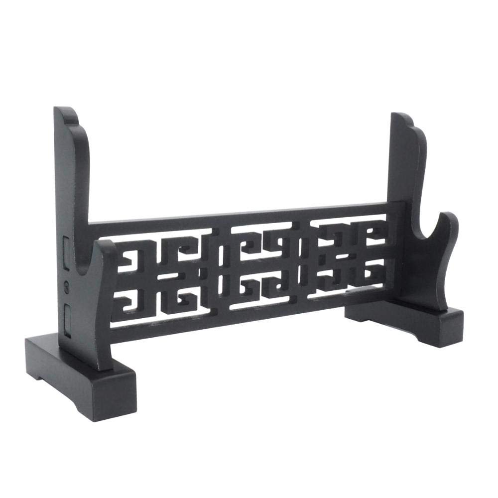 BAIWANLIN Sword Holder Rack Stand Horizontal Display Samurai Katana Wakizashi Classical Hollow Out Pattern 1-3 Tiers Black,1Tier
