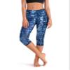 ODODOS Women's High Waisted Pattern Yoga Capri Leggings with Pockets, Tummy Control Non See Through Sports Athletic Workout Running Capris, Indigo, Medium view 1