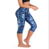 ODODOS Women's High Waisted Pattern Yoga Capri Leggings with Pockets, Tummy Control Non See Through Sports Athletic Workout Running Capris, Indigo, Medium view 2