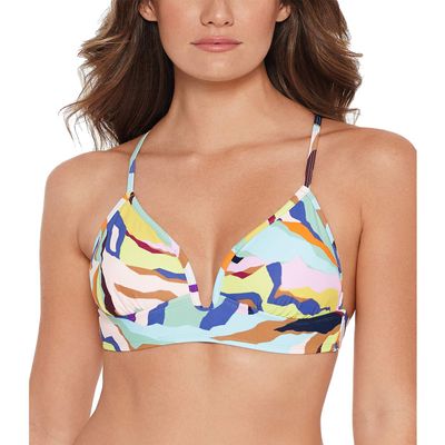 Salt + Cove Juniors' Zebra Print V Wire Cross-Back Bikini Top (Multi, X-Small)